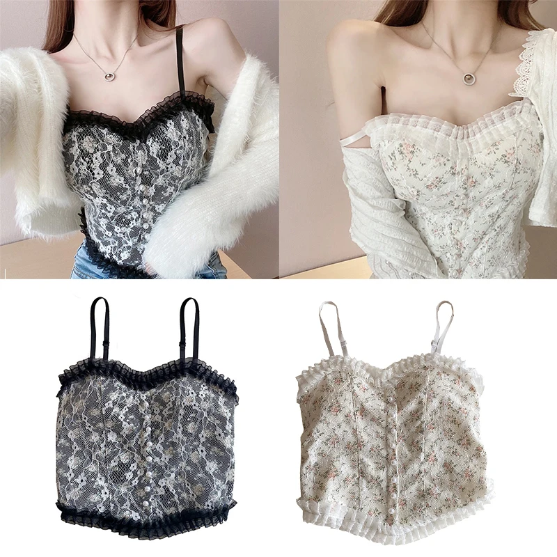 Summer Sexy Tank Top For Women Sweet Lace Floral Print Crop Top Built In Bra Off Shoulder Sleeveless Camisole Female Underwear
Summer Sexy Tank Top For Women Sweet Lace Floral Print Crop Top Built In Bra Off Shoulder Sleeveless Camisole Female Underwear
