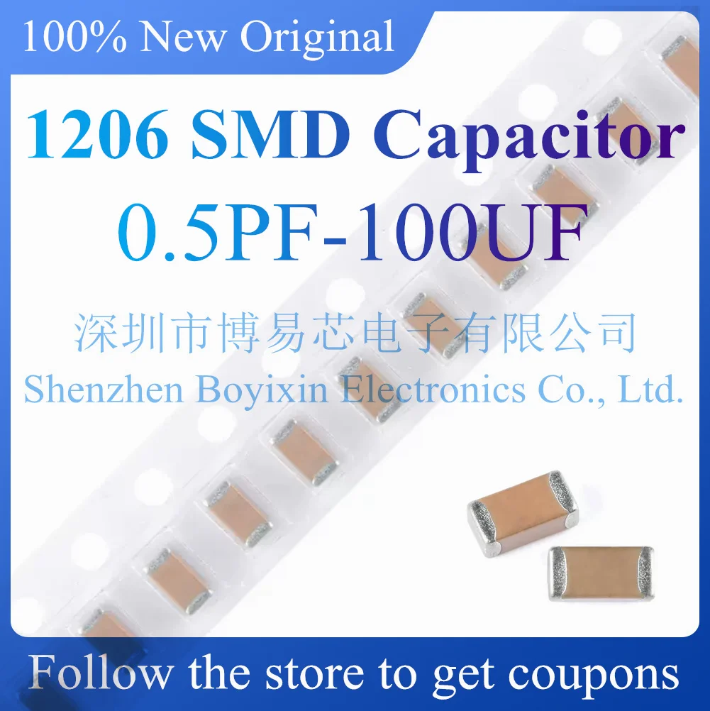 100pcs 1206 50V SMD Thick Film Chip Multilayer Ceramic Capacitor 0.5pF-100uF 10NF 100NF 1UF 2.2UF 4.7UF 10UF 1PF 6PF
100pcs 1206 50V SMD Thick Film Chip Multilayer Ceramic Capacitor 0.5pF-100uF 10NF 100NF 1UF 2.2UF 4.7UF 10UF 1PF 6PF