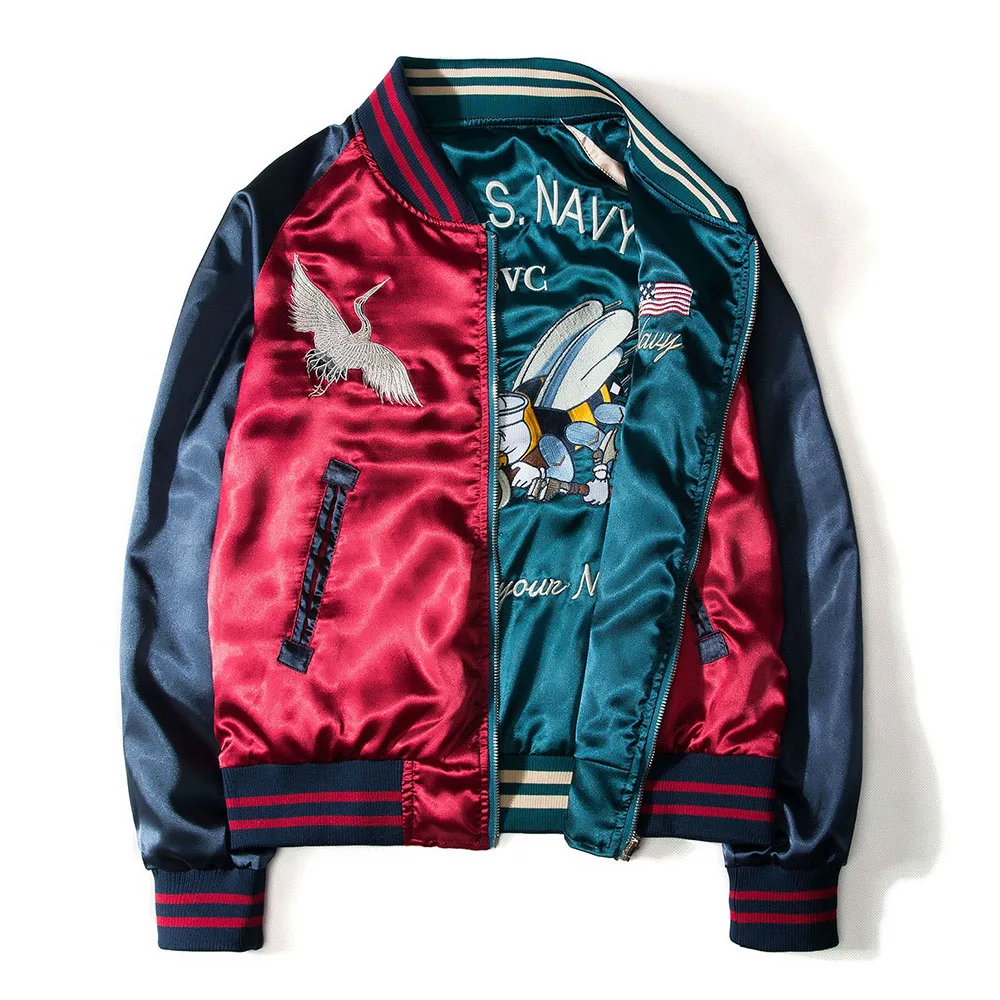 

2022 Japan Yokosuka Embroidery Jacket Men Women Fashion Vintage Baseball Uniform Both Sides Wear Kanye West Bomber Jackets