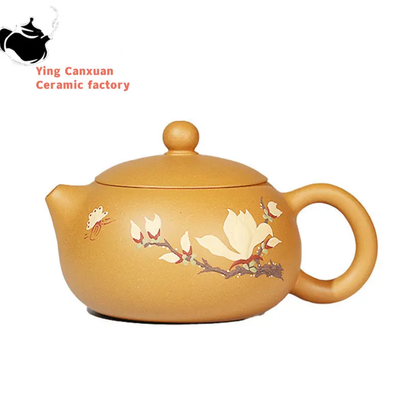 

280ml Chinese Yixing Purple Clay Teapots Raw Ore Section Mud Xishi Tea Pot Customized Beauty Filter Kettle Retro Zisha Tea Set