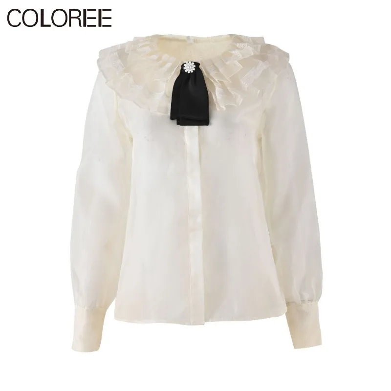 Runway Designer Tops for Women Autumn Elegant Bow Long Sleeve Lace Patchwork Blusa Mujer Moda 2023 Beige Shirts Female 
Runway Designer Tops for Women Autumn Elegant Bow Long Sleeve Lace Patchwork Blusa Mujer Moda 2023 Beige Shirts Female