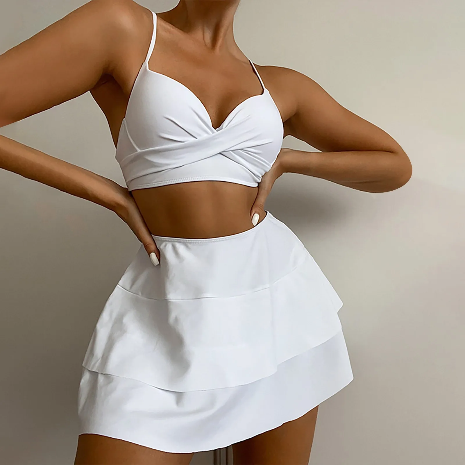 Женские купальники из 3 предметов, женское бикини с высокой талией, милый купальник пуш-ап, Купальная юбка с оборками, купальные костюмы из 3 предметов 
Женские купальники из 3 предметов, женское бикини с высокой талией, милый купальник пуш-ап, Купальная юбка с оборками, купальные костюмы из 3 предметов