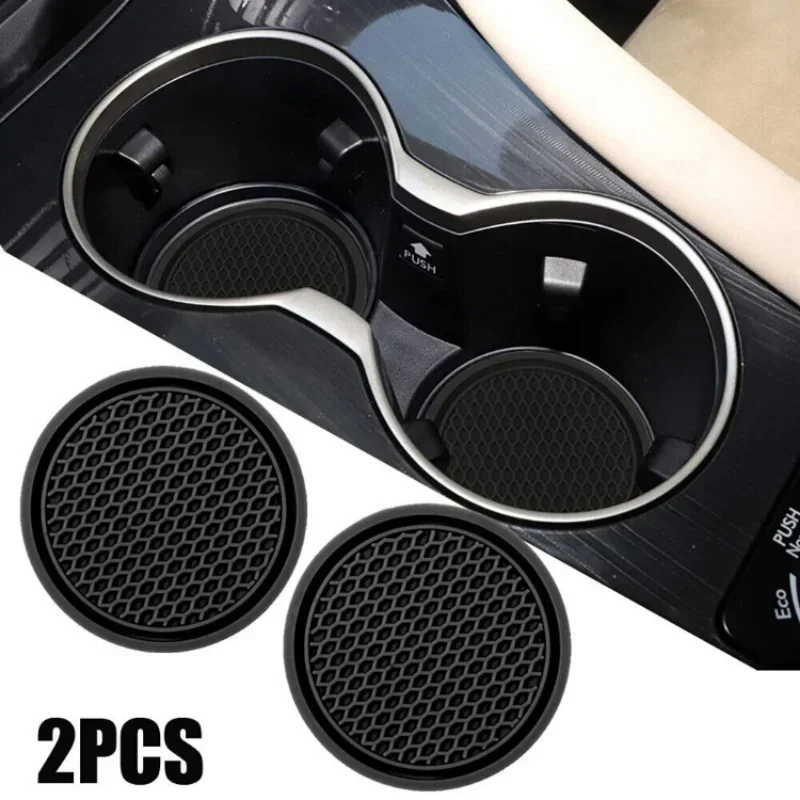 

1/2pcs/set Black Car Auto Cup Holder Anti Slip Insert Coasters Pads Interior Accessories Universal Fits Perfectly For Most Cups