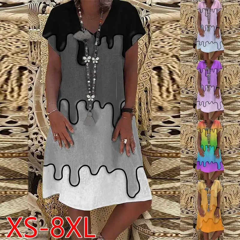 New Fashion Women's Vintage Printed Casual Short Sleeve Dress Loose Plus Size Dress XS-8XL
New Fashion Women's Vintage Printed Casual Short Sleeve Dress Loose Plus Size Dress XS-8XL