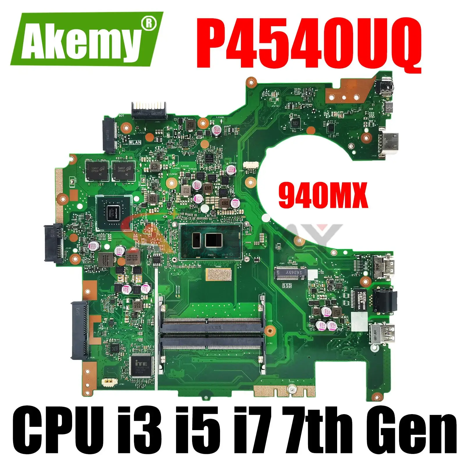 

P4540UQ Mainboard For ASUS PRO P4540U PU554U P454U Laptop Motherboard With i3-7100U i5-7200U i7-7500U CPU 940MX-4G DDR4