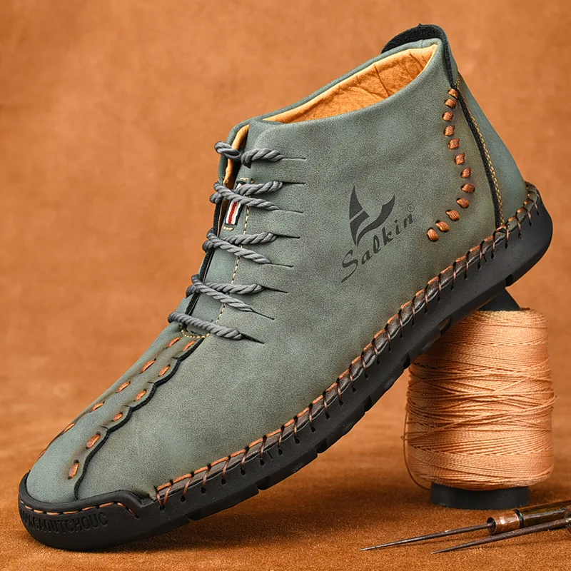Hand-stitching Winter Men Boots Leather Patent Tooling Ankle Boots Blue Outdoor Autumn Hombres Botas Men Casual Leather Shoes
Hand-stitching Winter Men Boots Leather Patent Tooling Ankle Boots Blue Outdoor Autumn Hombres Botas Men Casual Leather Shoes