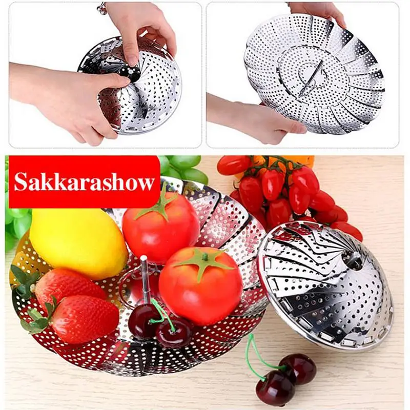 Stainless Steel Folding Retractable Steamer Food Steamer Vegetable Fruit Basket Folding Fruit Drain Plate Tray With Metal Handle
Stainless Steel Folding Retractable Steamer Food Steamer Vegetable Fruit Basket Folding Fruit Drain Plate Tray With Metal Handle
