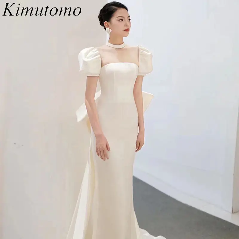 Kimutomo Puff Short Sleeves Satin Wedding Dress Mesh Patchwork Back Bow Fishtail Engagement Dresses French Style Vestidos Women
Kimutomo Puff Short Sleeves Satin Wedding Dress Mesh Patchwork Back Bow Fishtail Engagement Dresses French Style Vestidos Women