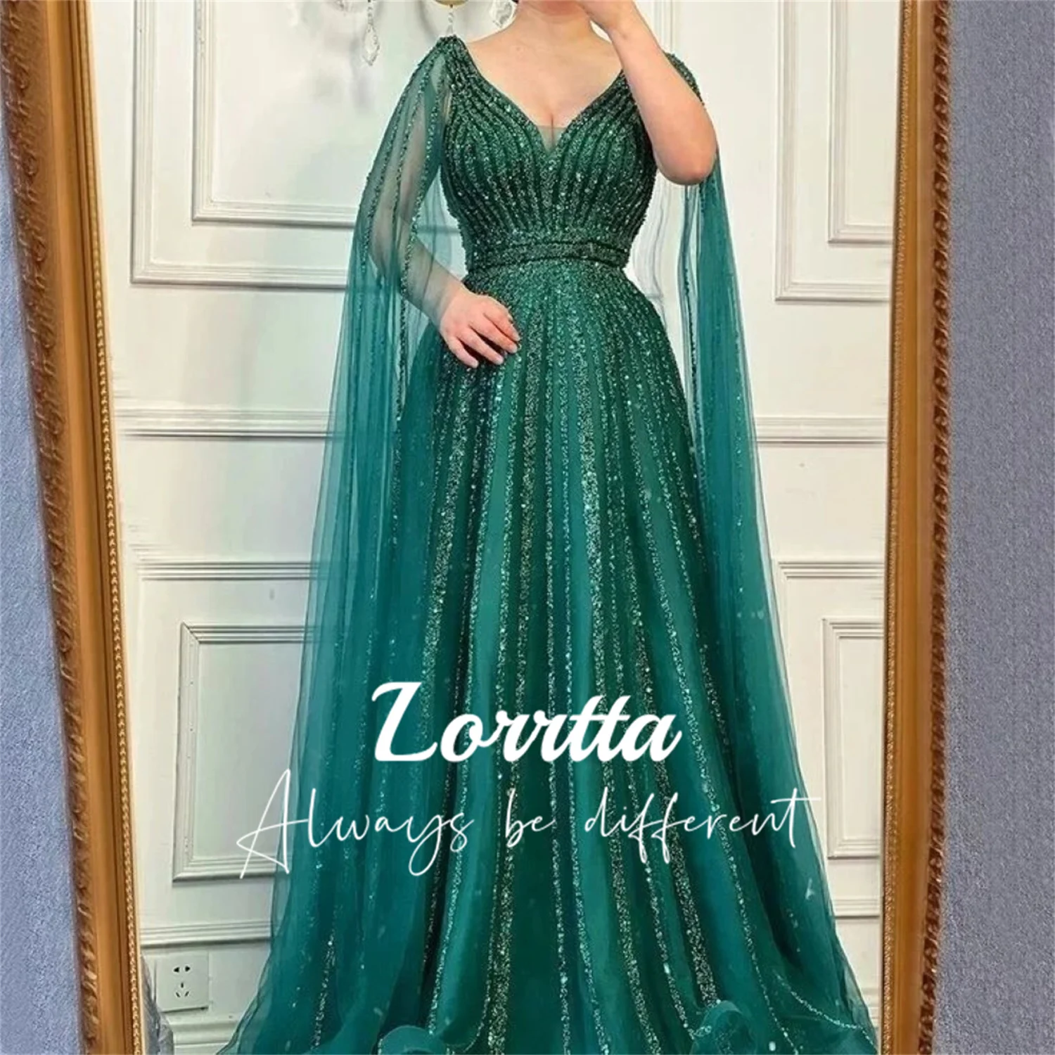Lorrtta Saudi Arabia Ladies V Collar Floor-length Green Shiny Dubai Evening Dress Elegant Luxury Dresses Gala Women's Long Party
Lorrtta Saudi Arabia Ladies V Collar Floor-length Green Shiny Dubai Evening Dress Elegant Luxury Dresses Gala Women's Long Party