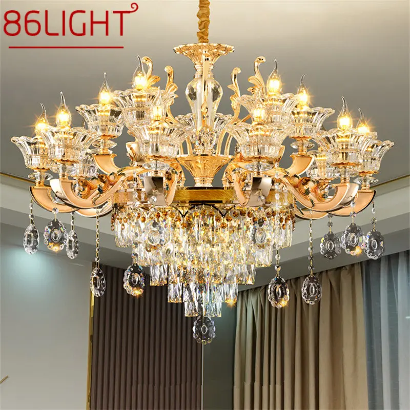 

86LIGHT Contemporary Chandeliers Lamp Gold Luxury LED Crystal Candle Pendant Light Fixtures for Home Living Room Bedroom