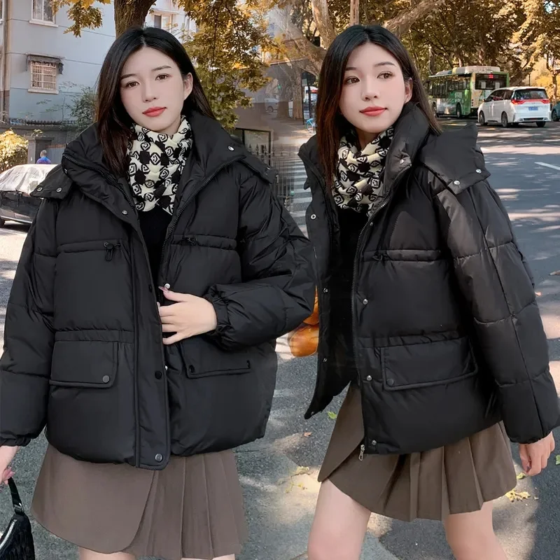 

2023 New Winter Women Parkas Jackets Casual Thick Warm Hooded Pattern Coat Female Loose Outwear Windproof Puffer Jacket