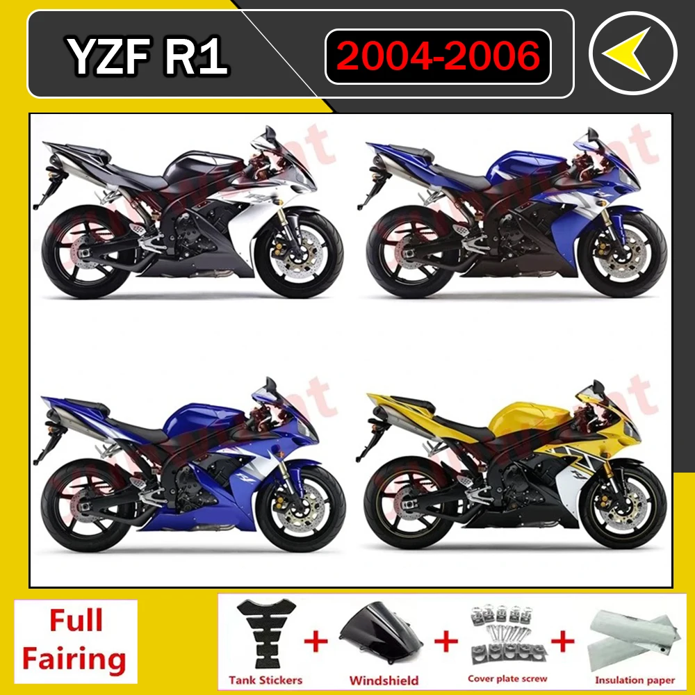 

For Yamaha YZF R1 2004 2005 2006 Motorcycle Bodywork Set Injection ABS Plastics Full Fairings Kit Mold Replacement Accessories