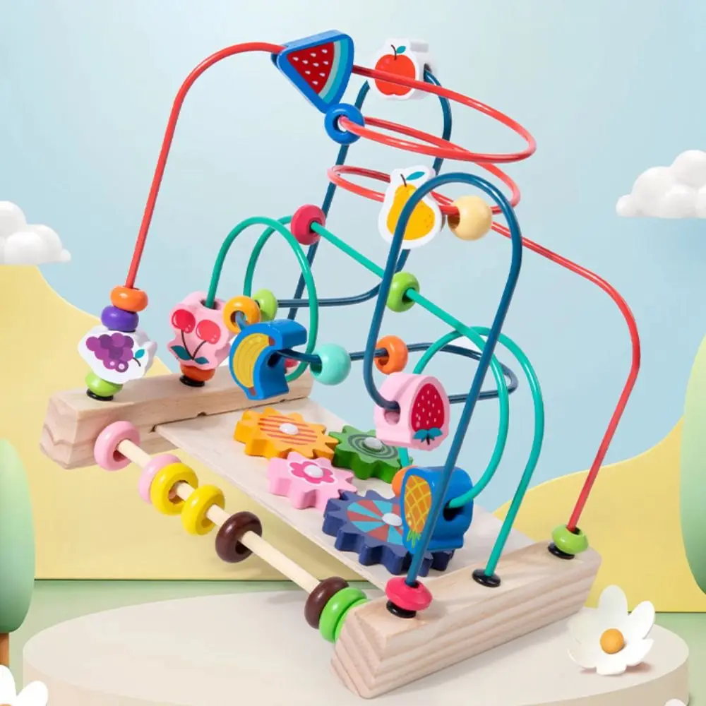 

Деревянные детские игрушки Монтессори, американские горки, бусины, лабиринт для малышей, раннее обучение, развивающая головоломка, математическая игрушка для детей 1 2 3 лет