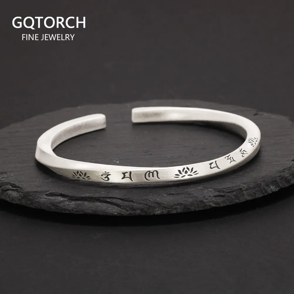 999 Silver Bracelet Simple Cuff Bangle For Men and Women Twisted Adjustable Six Words Buddhist Brand Jewelry
999 Silver Bracelet Simple Cuff Bangle For Men and Women Twisted Adjustable Six Words Buddhist Brand Jewelry