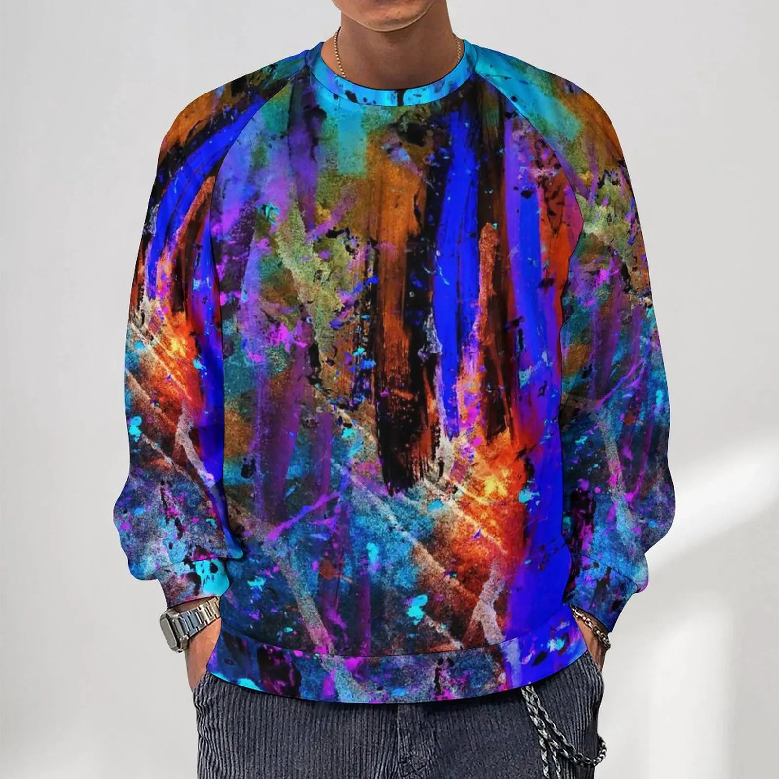 

Худи мужское оверсайз в стиле кэжуал, худи с рисунком радуги и брызг, милая толстовка с графическим принтом, зимняя уличная одежда