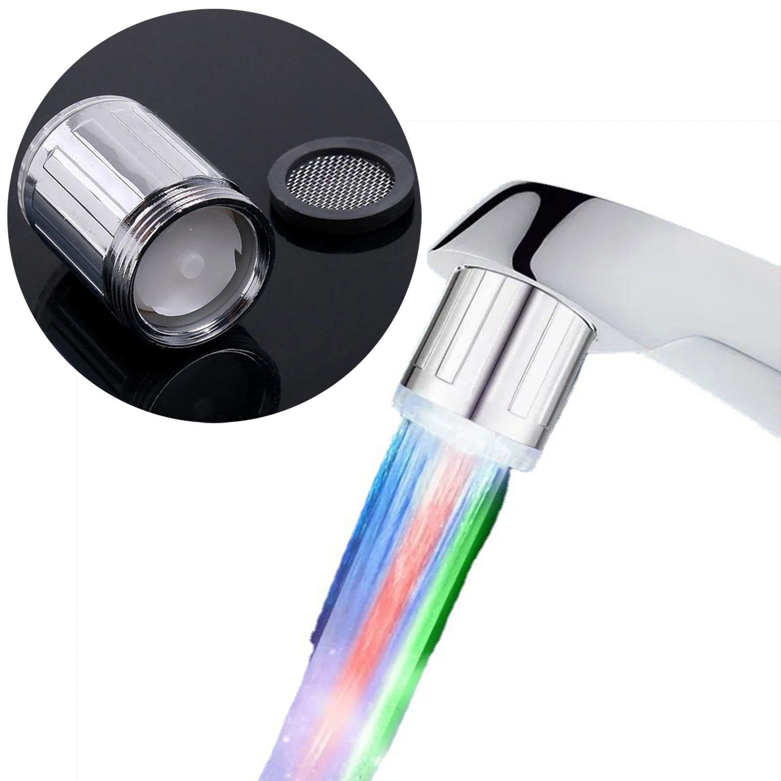 Creative LED Lighting Faucet Lights 7Color Shower Mixer Kitchen Bathroom Faucet Sprayer Without External Power Supply
Creative LED Lighting Faucet Lights 7Color Shower Mixer Kitchen Bathroom Faucet Sprayer Without External Power Supply