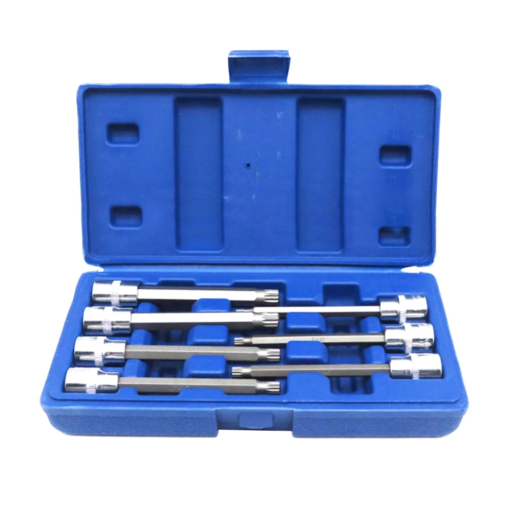 7PCS 3/8inch Socket Screwdriver Drive Extra Long Torx Star Bit Sockets Set T25-T60 Sleeve Nozzles Nut Driver Wrench
7PCS 3/8inch Socket Screwdriver Drive Extra Long Torx Star Bit Sockets Set T25-T60 Sleeve Nozzles Nut Driver Wrench