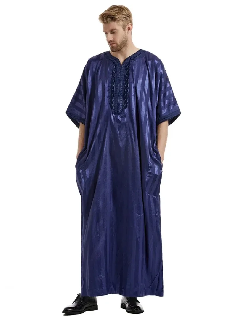 

ИД Рамадан мусульманское мужское платье Jubba Thobe исламское абайя Кимоно длинное платье Саудовский мусульманский тавб кафтан абайя Юба Дубай Арабский 2024