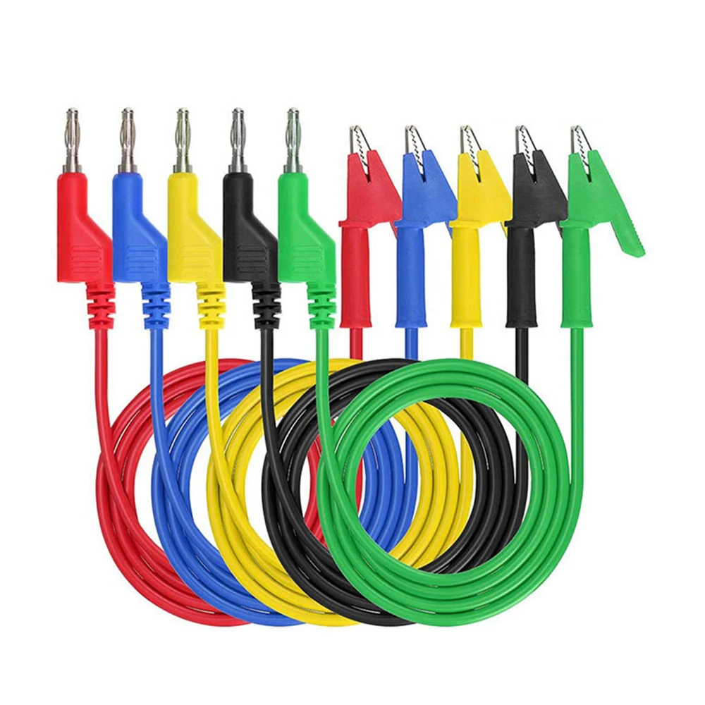 P1036 5PCS 1M Stackable Dual 4mm Banana Plug to Banana Plug Multimeter Test Leads Cable Kit 1000V/19A 5 Colors Alligator Clip
P1036 5PCS 1M Stackable Dual 4mm Banana Plug to Banana Plug Multimeter Test Leads Cable Kit 1000V/19A 5 Colors Alligator Clip