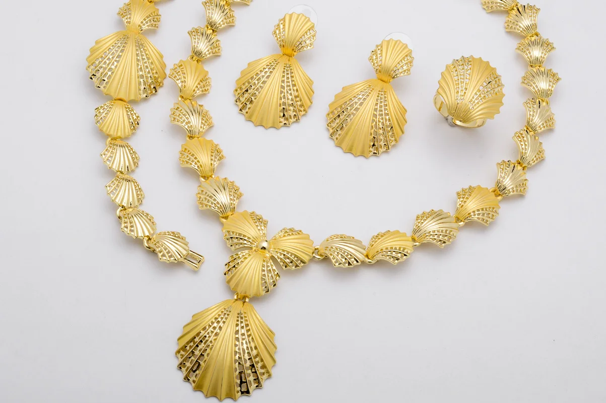 Sunny Jewelry Set Costume Shell Earrings Necklace Bracelet Ring Simple Design Gold Plated For Women Bridal Wedding Party 2 Mallzona S384921d5014646e49d9be8d471c9c164A Sunny Jewelry Set Costume Shell Earrings Necklace Bracelet Ring Simple Design Gold Plated For Women Bridal Wedding Party Mallzona