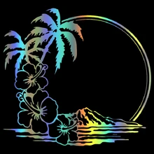 

Flower Island Sunset Hibiscus Palm Trees Car Stickers Vinyl Decal For Window Wall Decoration