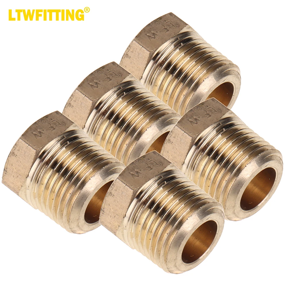 

LTWFITTING LF Brass Pipe Hex Head Plug Fittings 3/8" Male NPT Air Fuel Water (Pack of 5)