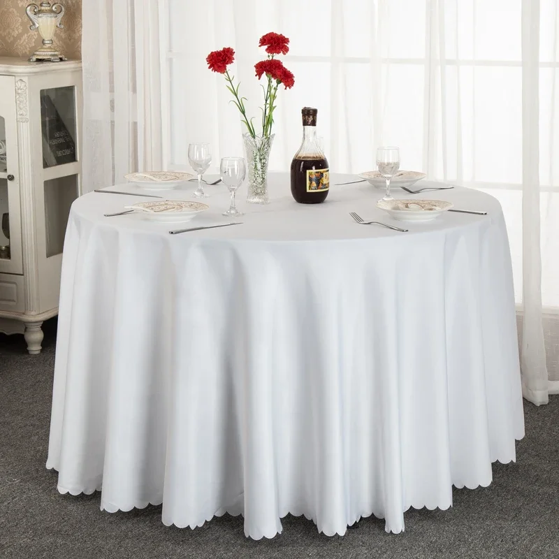

Wysokiej poliester solidny okrągły biały stół tkaniny na Hotel bankiet wesele dekoracja prostokąt obrus Home Decor