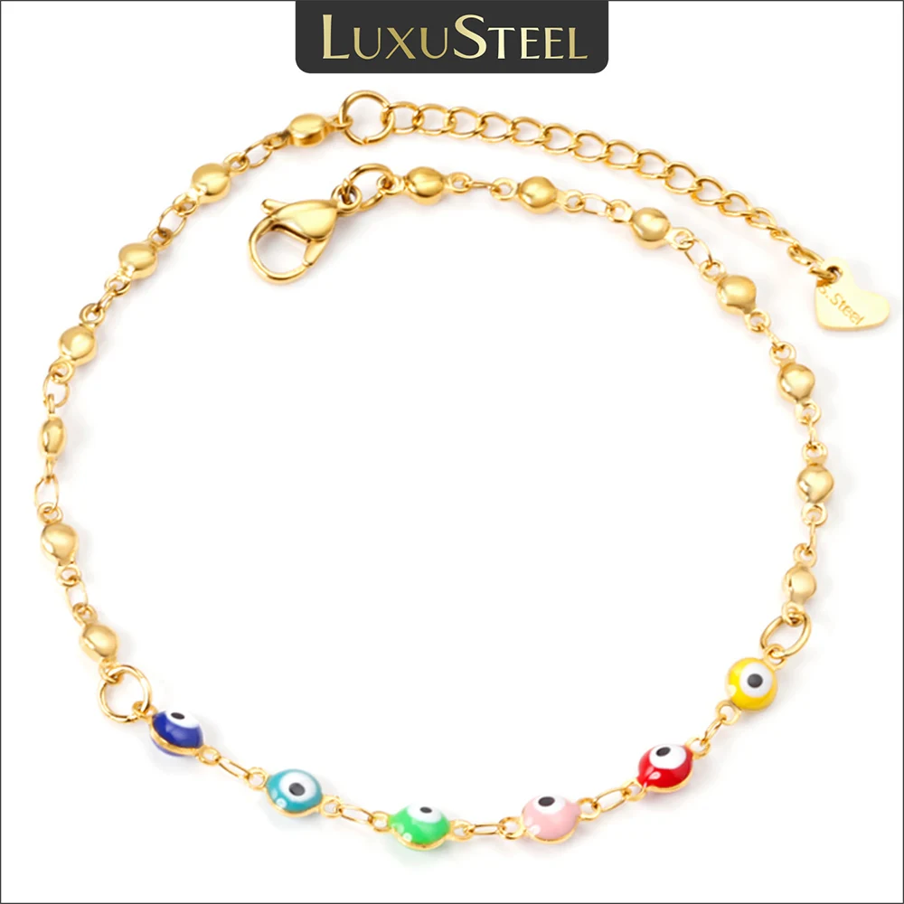 LUXUSTEEL Colorful Evil Eye Anklets For Women Girls Stainless Steel Bohemian Turkish Ankle Bracelet Summer Beach Jewelry
LUXUSTEEL Colorful Evil Eye Anklets For Women Girls Stainless Steel Bohemian Turkish Ankle Bracelet Summer Beach Jewelry