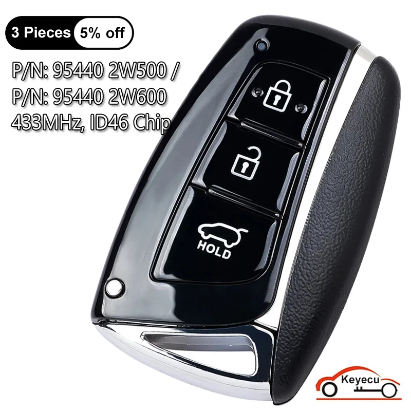 KEYECU 3 кнопки 433 МГц ID46 чип для Hyundai Santa Fe 2012-2017 автоматический умный пульт дистанционного управления брелок 95440 2W500 / 95440 2W600
KEYECU 3 кнопки 433 МГц ID46 чип для Hyundai Santa Fe 2012-2017 автоматический умный пульт дистанционного управления брелок 95440 2W500 / 95440 2W600