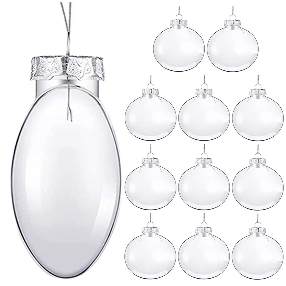 

12pcs DIY Clear Plastic Fillable Balls Ornaments Empty Christmas Hanging Balls