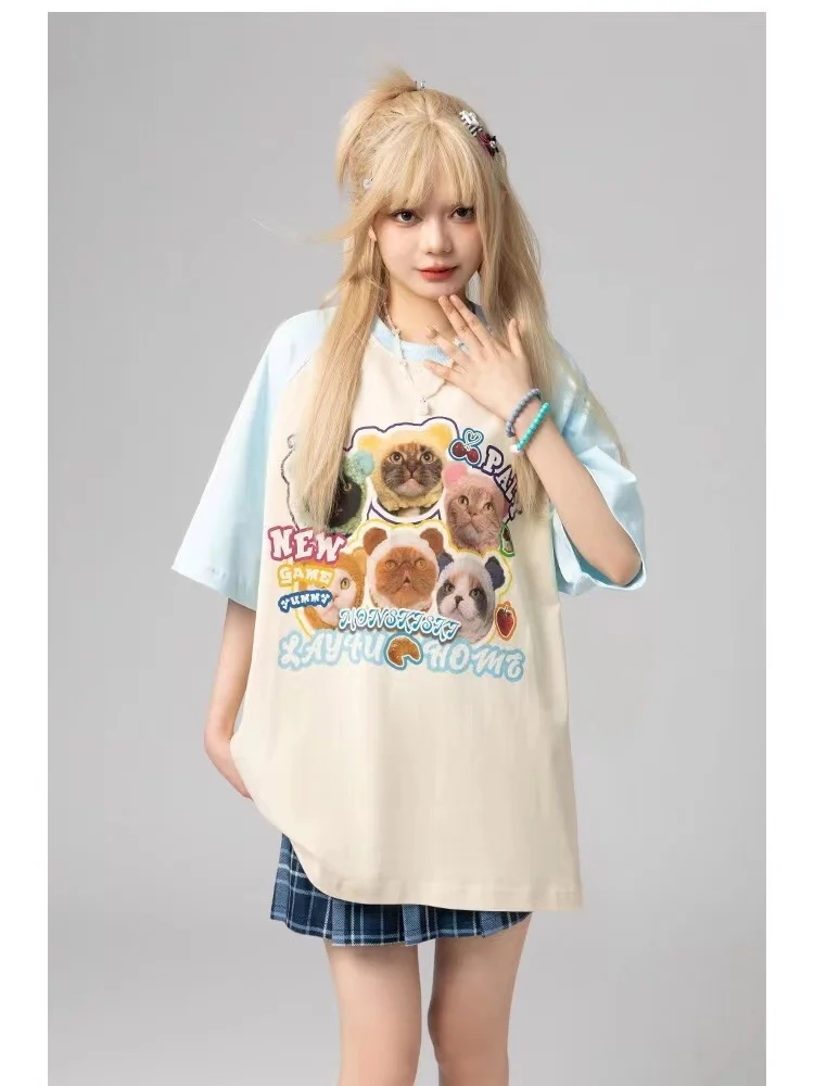 Funny Cartoon Cart Print Tees shirts Contrast Color Short Sleeve Y2k Tops O Neck Ropa Mujer 2023 Summer New Kawaii T Shirt woman
Funny Cartoon Cart Print Tees shirts Contrast Color Short Sleeve Y2k Tops O Neck Ropa Mujer 2023 Summer New Kawaii T Shirt woman