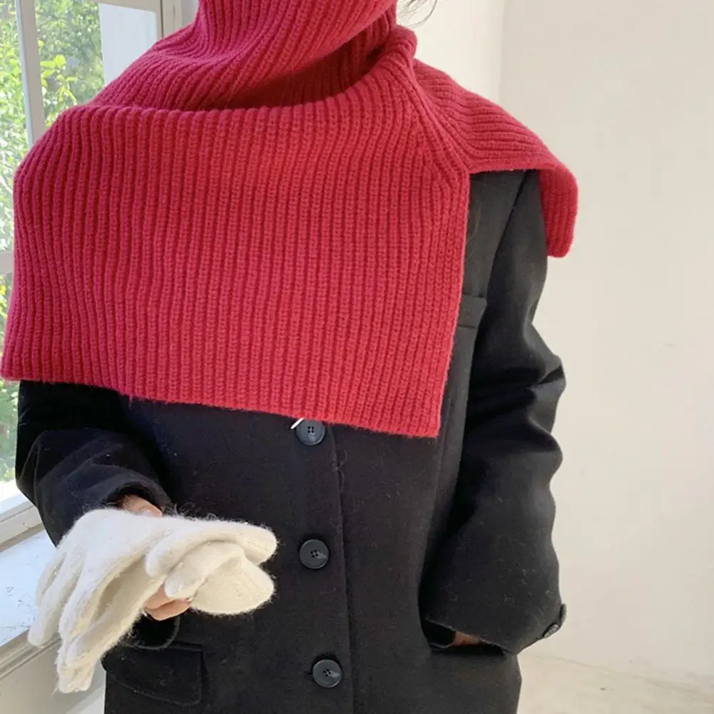 

Осенне-зимний женский вязаный шарф водолазка с разрезом по бокам шаль шарф толстый теплый воротник с высоким воротником модный аксессуар