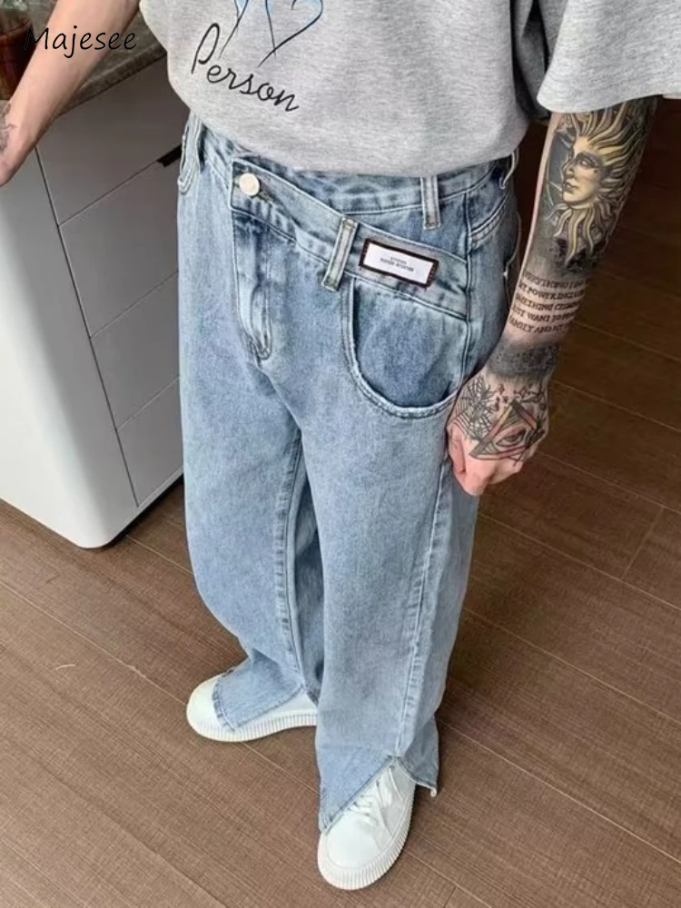 Men Jeans Autumn Baggy Slit-design Chic Simple Daily Full Length Washed High Street Korean Style Teens Fashion Outer Draping
Men Jeans Autumn Baggy Slit-design Chic Simple Daily Full Length Washed High Street Korean Style Teens Fashion Outer Draping