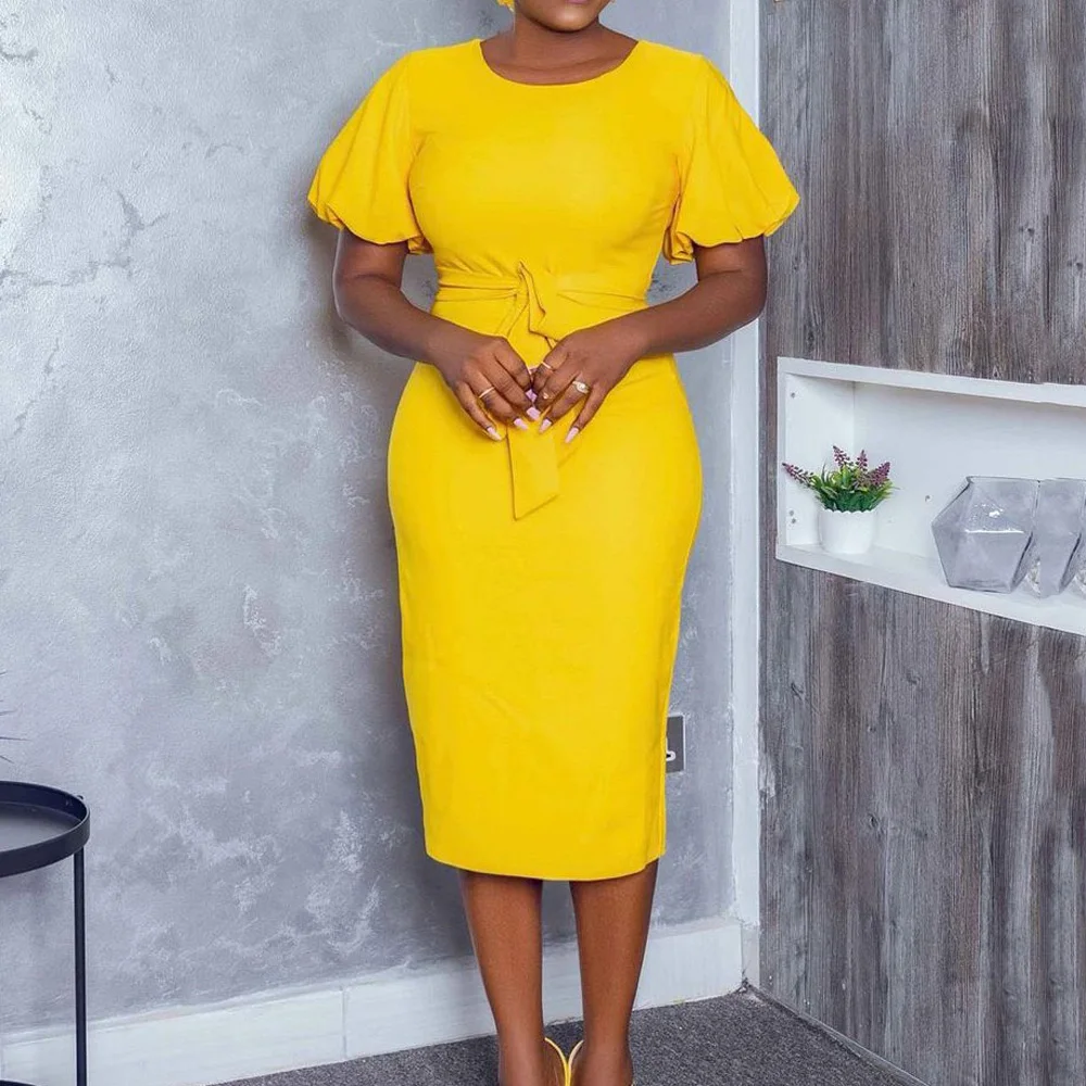 Elegant Bodycon Dresses for Women Round Neck Short Sleeve Belt Waisted Package Hips Mid Calf Formal Business Work Wear Dress Hot
Elegant Bodycon Dresses for Women Round Neck Short Sleeve Belt Waisted Package Hips Mid Calf Formal Business Work Wear Dress Hot