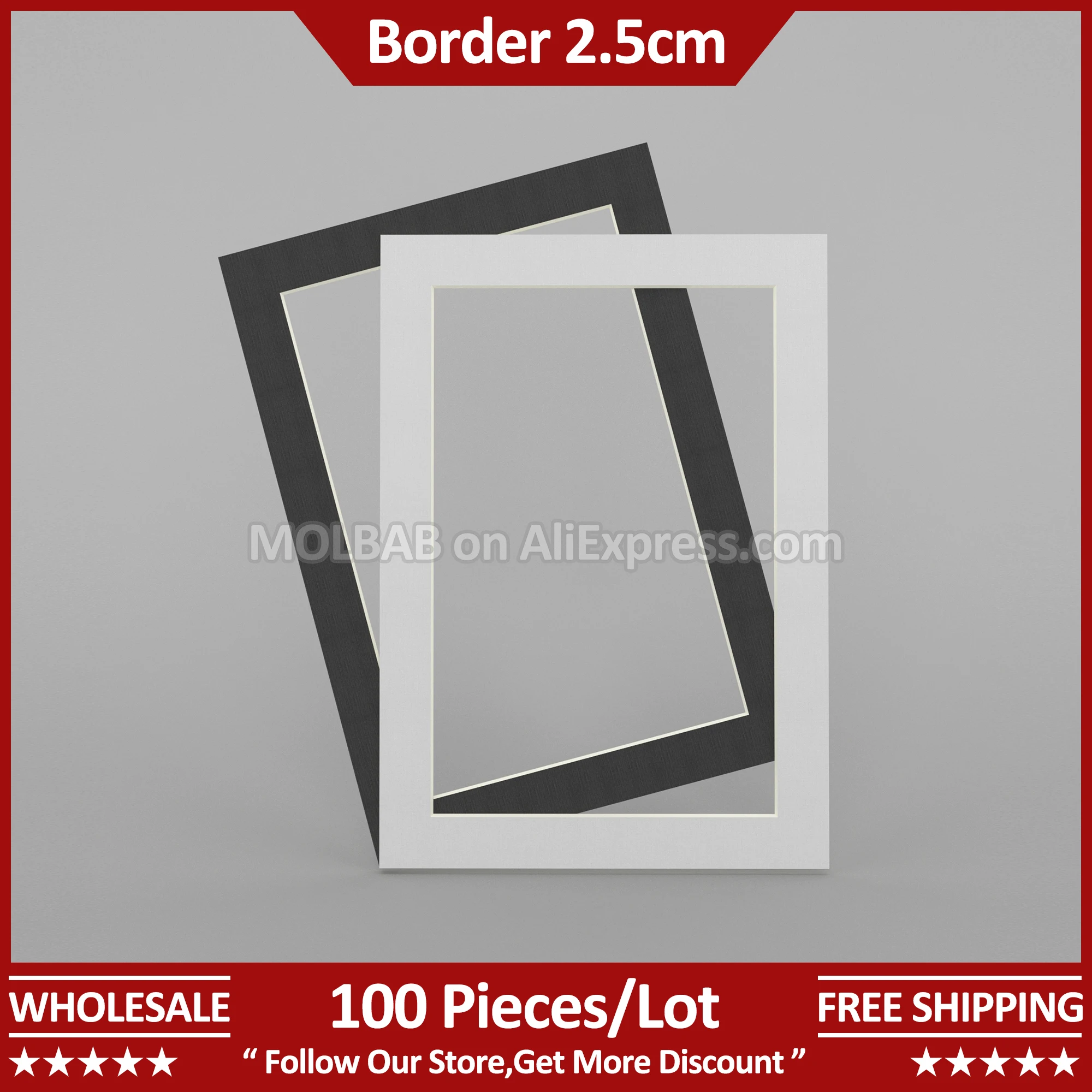

A4 Photo Mat Border 2.5cm White/Black Paperboard Picture Passe-partout Frame Mounting Decoration Wholesale 100 Pieces Per Lot