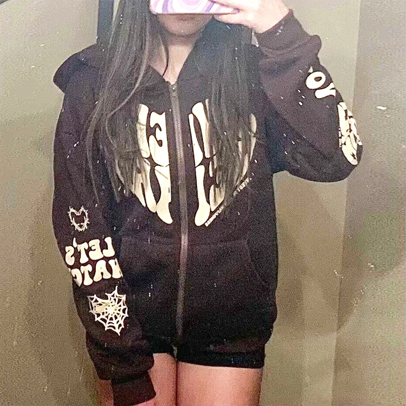 Y2K Letter Graphic Zip Up Hoodie 90s Vintage Grunge Long Sleeve Coats Harajuku Retro Loose Sweatshirts Women Men Streetwear
Y2K Letter Graphic Zip Up Hoodie 90s Vintage Grunge Long Sleeve Coats Harajuku Retro Loose Sweatshirts Women Men Streetwear