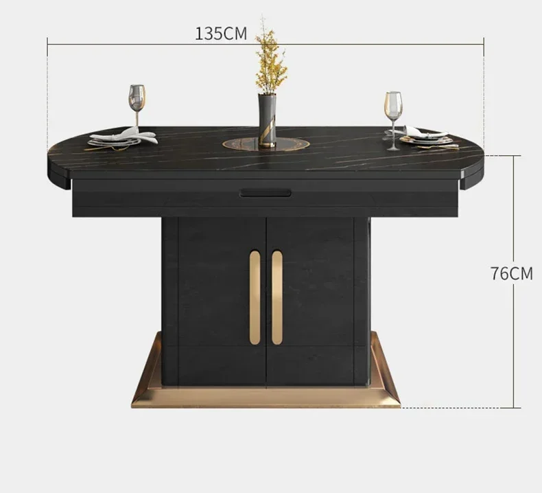 Practical Black And White Rock Plate Long Dinner Table For Small Living Room Home Furniture Set 6 Chairs Loft Inside Practical Black And White Rock Plate Long Dinner Table For Small Living Room Home Furniture Set 6 Chairs Loft Inside