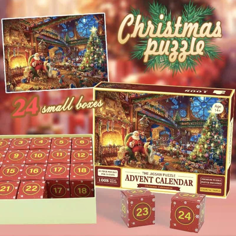 

Christmas Advent Calendar Adventure Day Santa Claus Puzzle Xmas Calendars 24 Days Countdown Blind Box Kids Gift Home Decoration