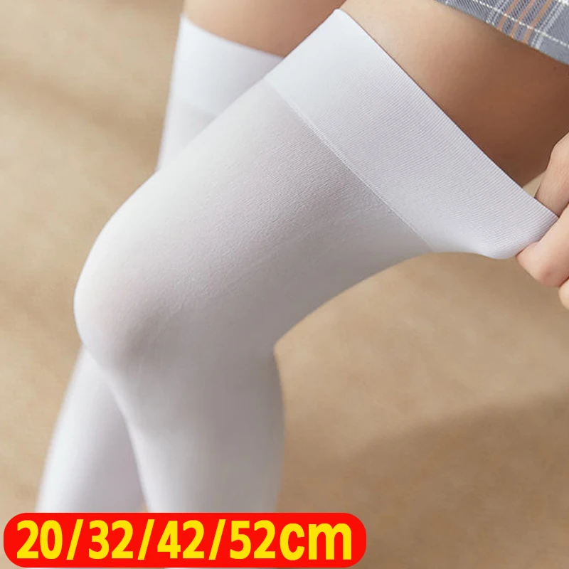 

4Size JK Lolita Black White Soild Color Long Socks Women Over Knee Thigh High Over The Knee Stockings Ladies Girls Knee Socks