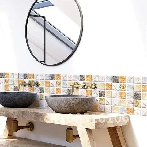 

12pcs Self-Adhesive Wall Stickers for Bathroom Kitchen Wall Refurbishment Wall paper Home Wall Decor 3D Mosaic Tile Wall Sticker