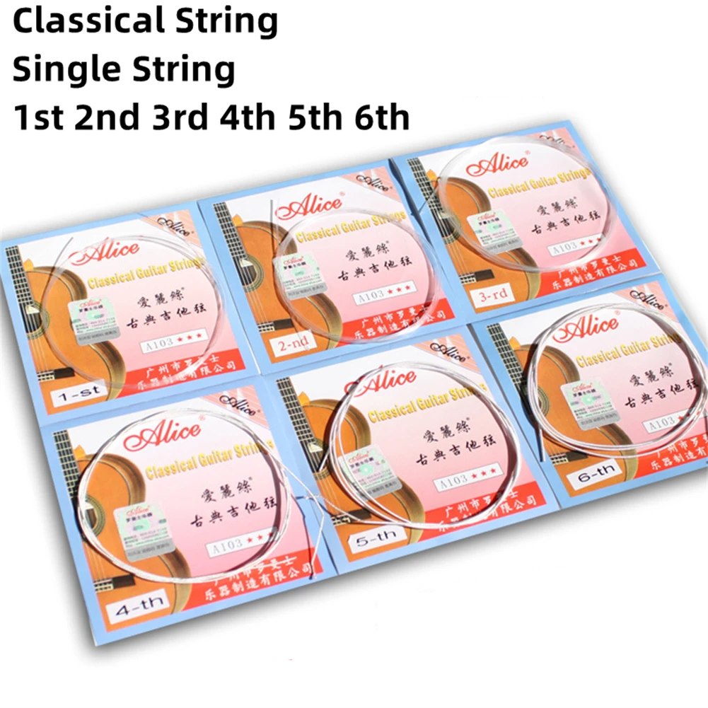 Classical Guitar Strings Alice A103 Clear Nylon Silver Plated Single String 1st 2nd 3rd 4th 5th 6th EBGDAE Single Guitarra Parts
Classical Guitar Strings Alice A103 Clear Nylon Silver Plated Single String 1st 2nd 3rd 4th 5th 6th EBGDAE Single Guitarra Parts