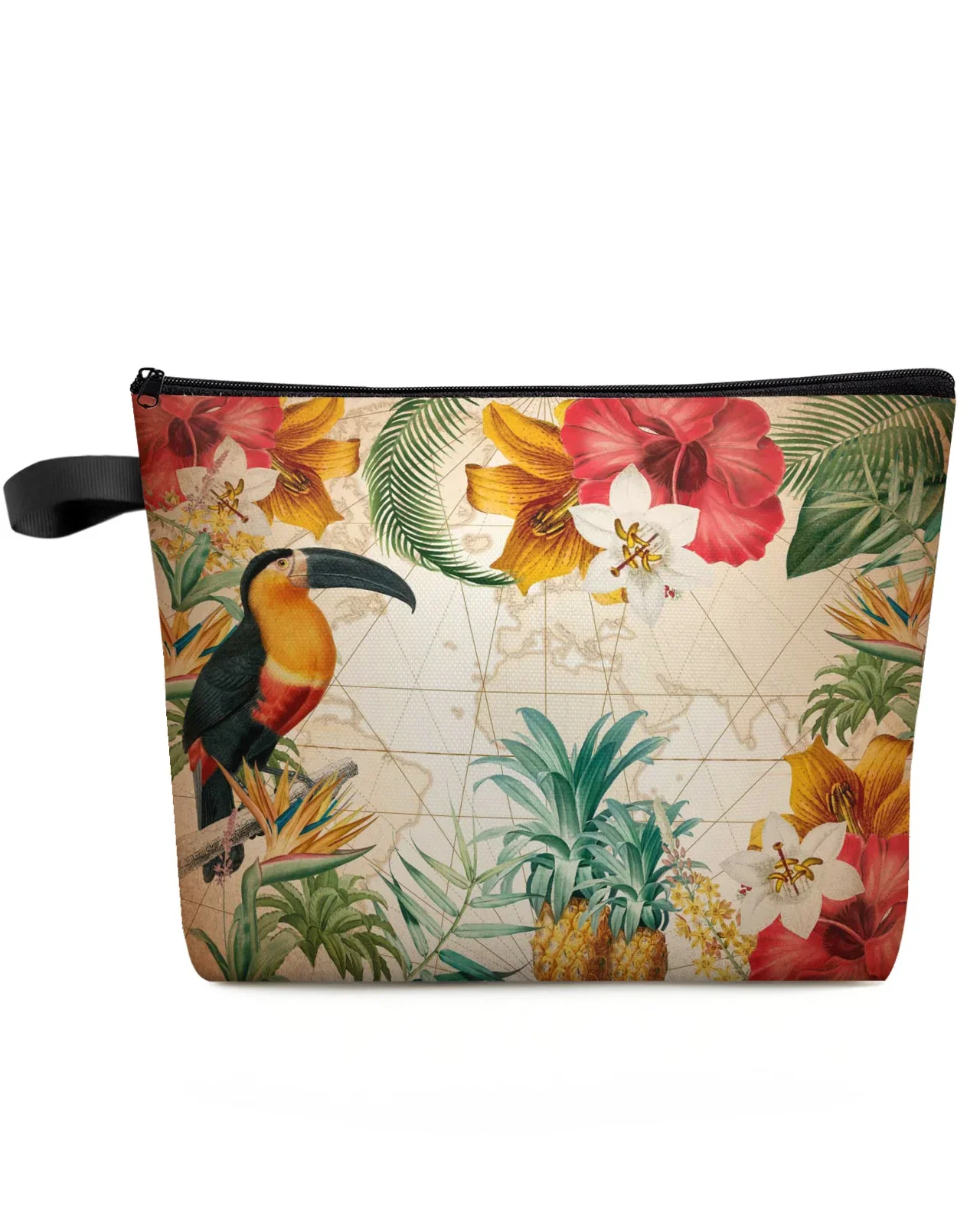 

Plant Animal Flower Retro Large Cosmetic Bag For Women Make Up Pouch Portable Washbag Toiletries Organizer Storage Hangbag