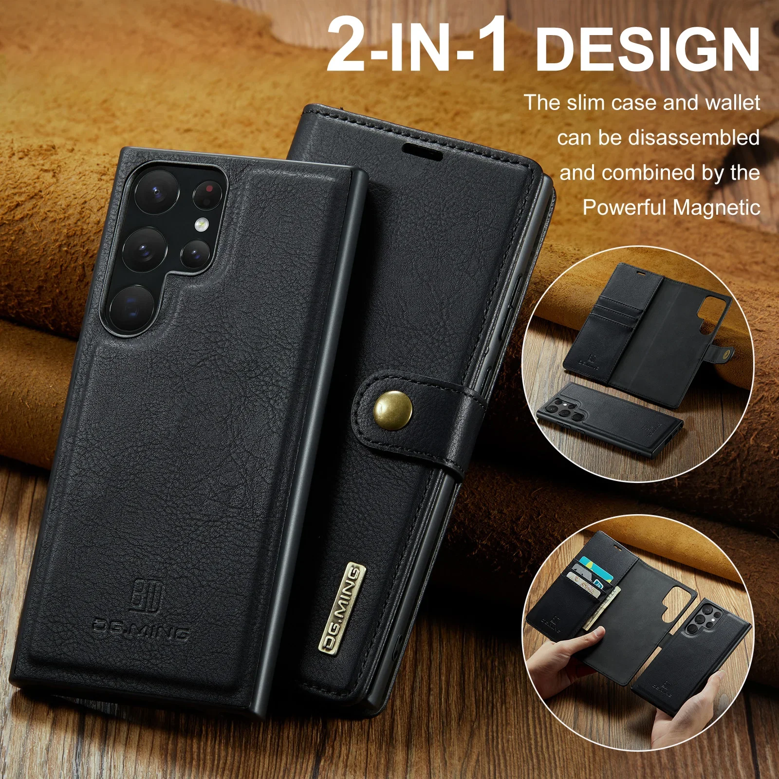 

Magnetic Flip Phone Case For Samsung Galaxy S23 FE S22 S21 S20 S10 S9 S8 Plus S7 Card Slot Shockproof Protective Leather Cover