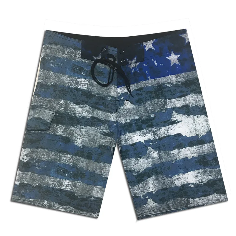 

2024 new flag simple stretch beach pants men's quick dry surf pants holiday wind five minute shorts Europe and the United States