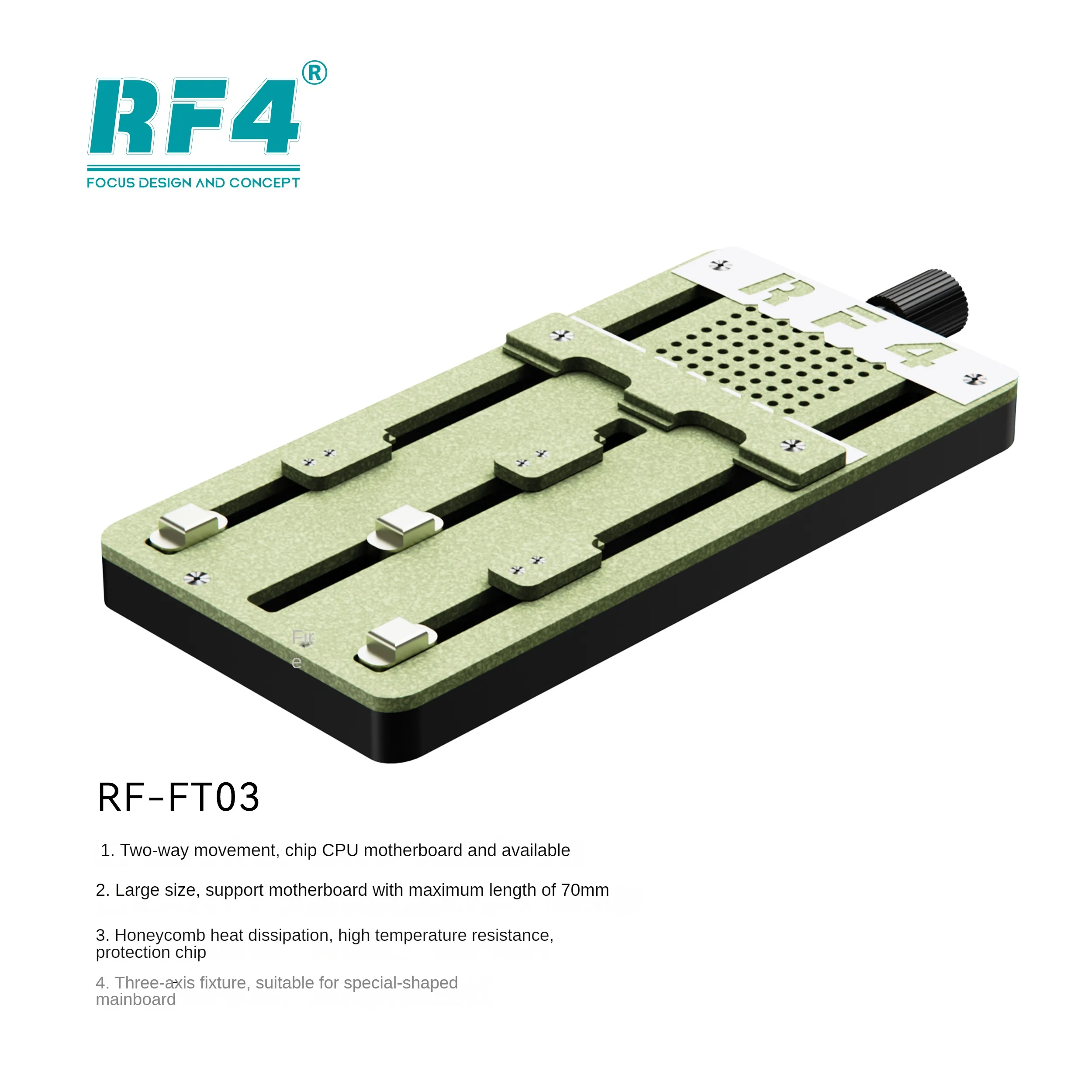 RF4 FT03 процессор/приспособление для чипа, двунаправленное движение/трехслойный слот для платы предназначен для ремонта микросхем различных форм зажима
RF4 FT03 процессор/приспособление для чипа, двунаправленное движение/трехслойный слот для платы предназначен для ремонта микросхем различных форм зажима