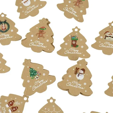 Xmas Tree Shape Kraft Paper Label, Gift Wrapping Hang Tags, Candy Package Hangtag, Merry Christmas Party Decoration, 48 Pcs, 96P
Xmas Tree Shape Kraft Paper Label, Gift Wrapping Hang Tags, Candy Package Hangtag, Merry Christmas Party Decoration, 48 Pcs, 96P