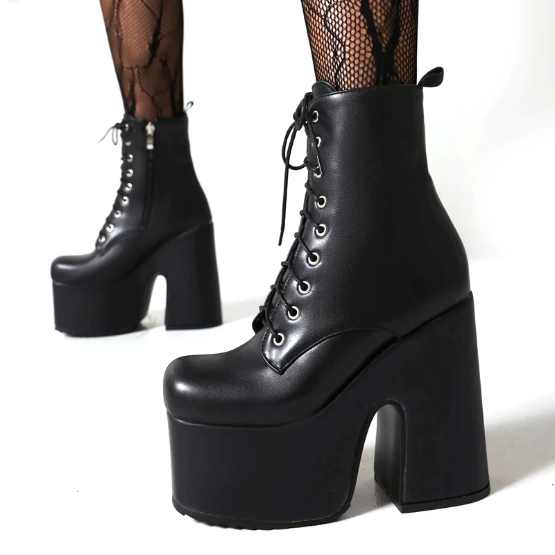 Black White Punk Style Chunky Platform Ankle Boots For Women Autumn Winter High Heels Gothic Booties Shoes Ladies Short Boots
Black White Punk Style Chunky Platform Ankle Boots For Women Autumn Winter High Heels Gothic Booties Shoes Ladies Short Boots