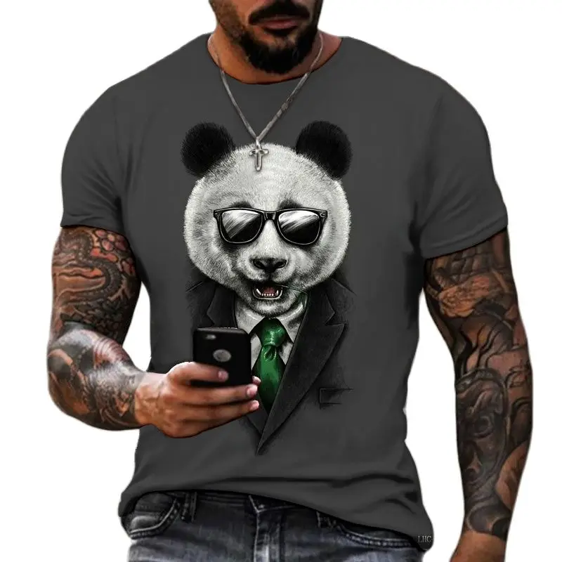 

New Summer Animal Hip Hop Panda 3D Printing Men's T-Shirt Fashion Casual Funny Short SleeveComfortable High Quality Fabric Tops