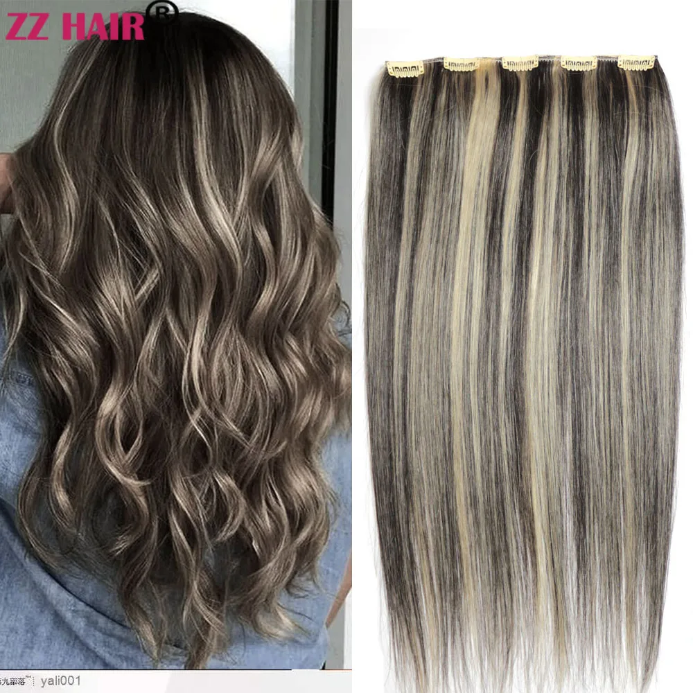 

ZZHAIR Clips In100% Brazilian Human Remy Hair Extensions 16"-28" 5 Clips 1pcs Set No-lace 180g One Piece Natural Straight