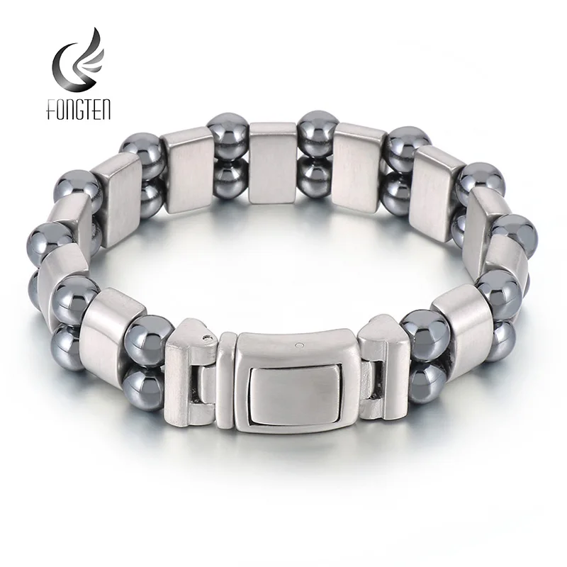 Fongten 21cm Stainless Steel Bracelets For Men Double Layer Gray Iron Stone Chain Brushed Bracelet Bangles Silver Color Jewelry
Fongten 21cm Stainless Steel Bracelets For Men Double Layer Gray Iron Stone Chain Brushed Bracelet Bangles Silver Color Jewelry